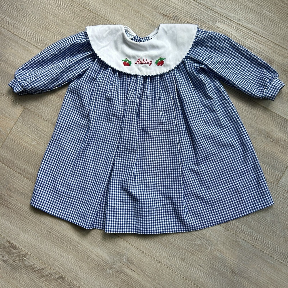 Girls‎ Kelly's Kids Blue White Gingham Dress Ashley Long Sleeve Collar 4T